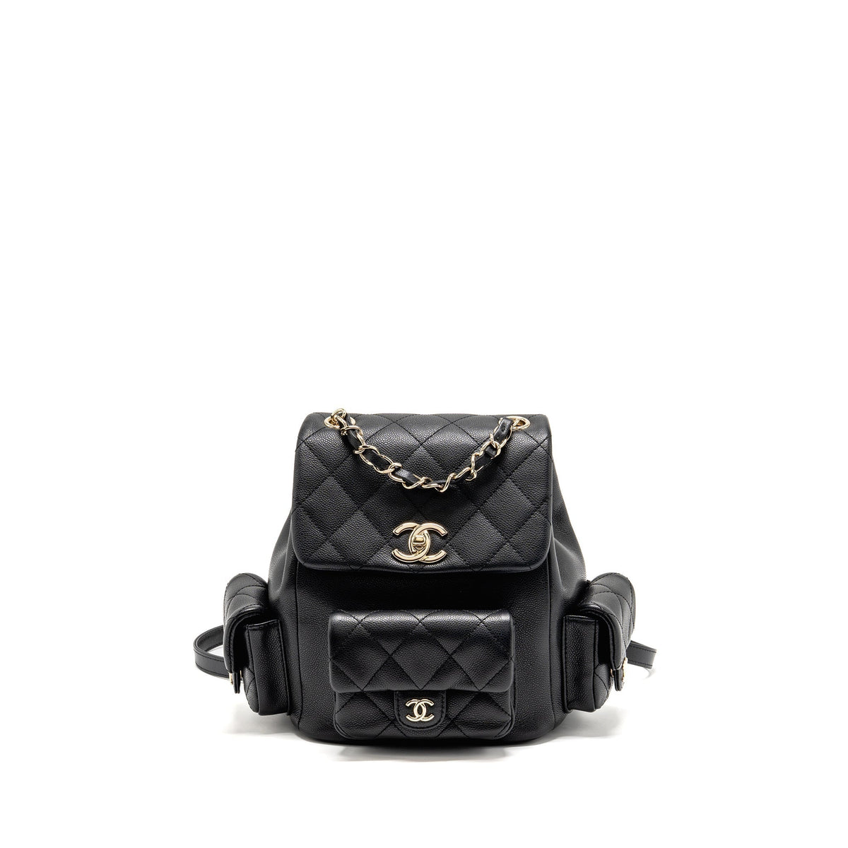 CHANEL TRIPLE POCKET BACKPACK CAVIAR BLACK LGHW (MICROCHIP)