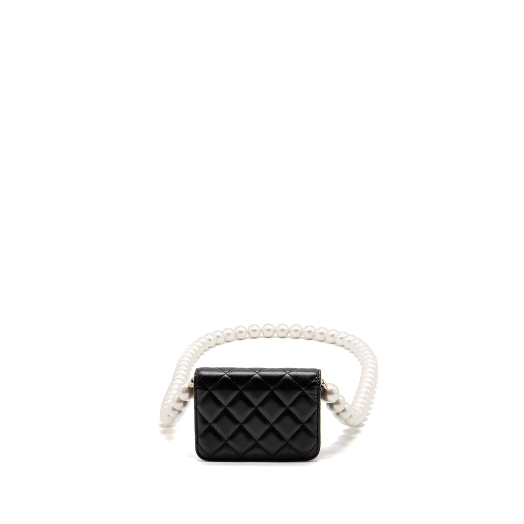 CHANEL MAXI PEARL CLUTCH WITH CHAIN LAMBSKIN BLACK LGHW