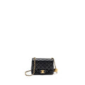 CHANEL PEARL CRUSH MINI SQUARE FLAP BAG LAMBSKIN BLACK GHW (MICROCHIP)