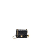 CHANEL PEARL CRUSH MINI SQUARE FLAP BAG LAMBSKIN BLACK GHW (MICROCHIP)