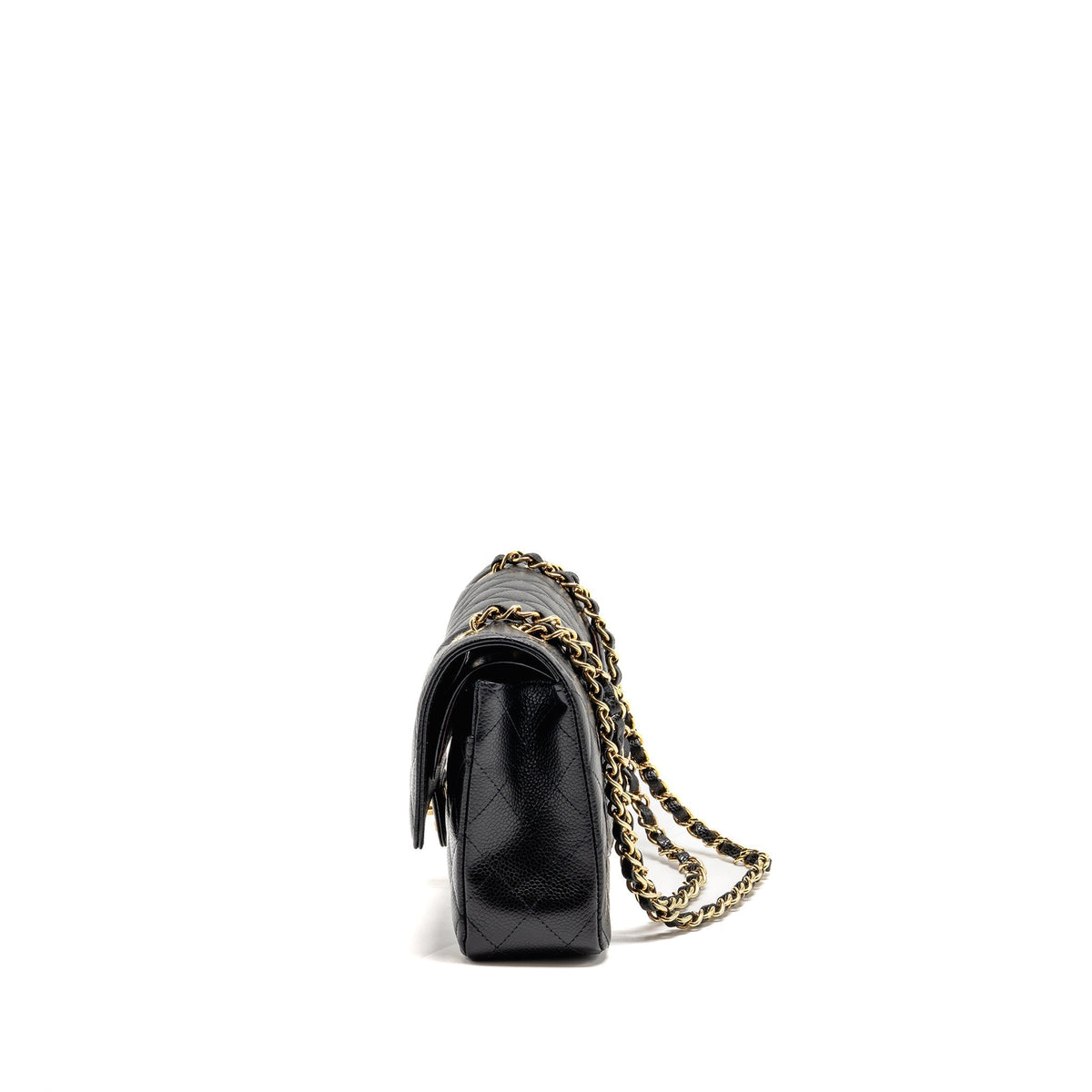 CHANEL MEDIUM CLASSIC DOUBLE FLAP BAG CAVIAR BLACK GHW (MICROCHIP)