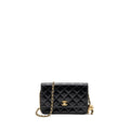 CHANEL PEARL CRUSH WALLET ON CHAIN LAMBSKIN BLACK GHW (MICROCHIP)
