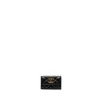 CHANEL 19 FLAP CARD HOLDER LAMBSKIN BLACK GHW (MICROCHIP)