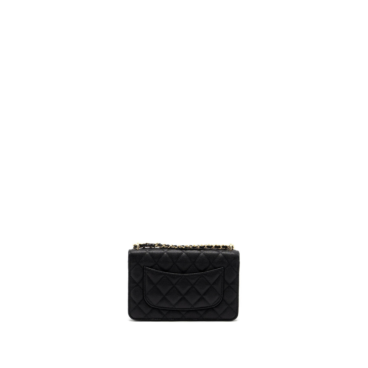 CHANEL WALLET ON CHAIN WITH POCKET BLACK CAVIAR GHW (MICROCHIP)