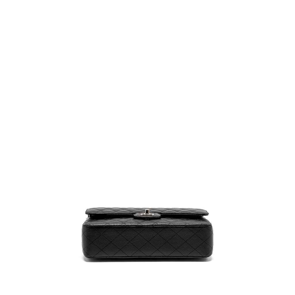 CHANEL MEDIUM CLASSIC DOUBLE FLAP BAG CAVIAR BLACK SHW (MICROCHIP)