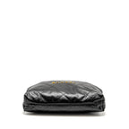 CHANEL MEDIUM 22 BAG GOLD LETTER SHINY CALFSKIN BLACK GHW (MICROCHIP)