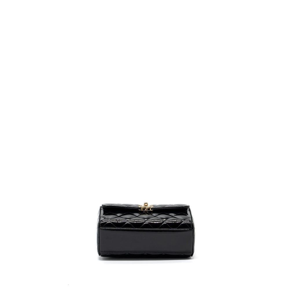 CHANEL SMALL TRENDY CC DUAL FLAP BAG PATENT BLACK LGHW (MICROCHIP)