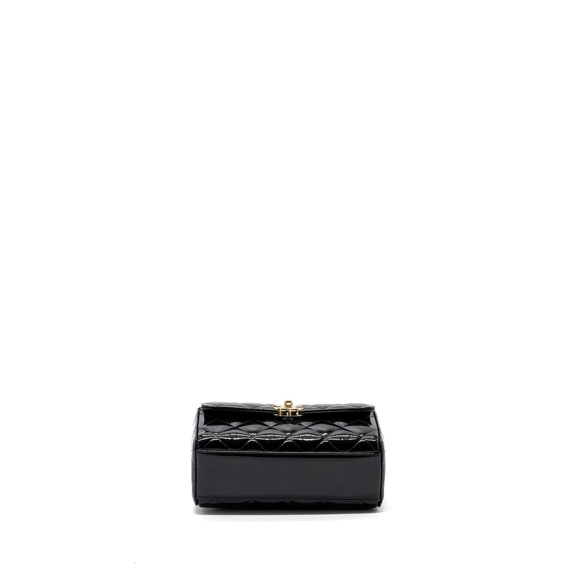 CHANEL SMALL TRENDY CC DUAL FLAP BAG PATENT BLACK LGHW (MICROCHIP)