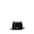 CHANEL CLASSIC MINI SQUARE FLAP BAG LAMBSKIN BLACK LGHW