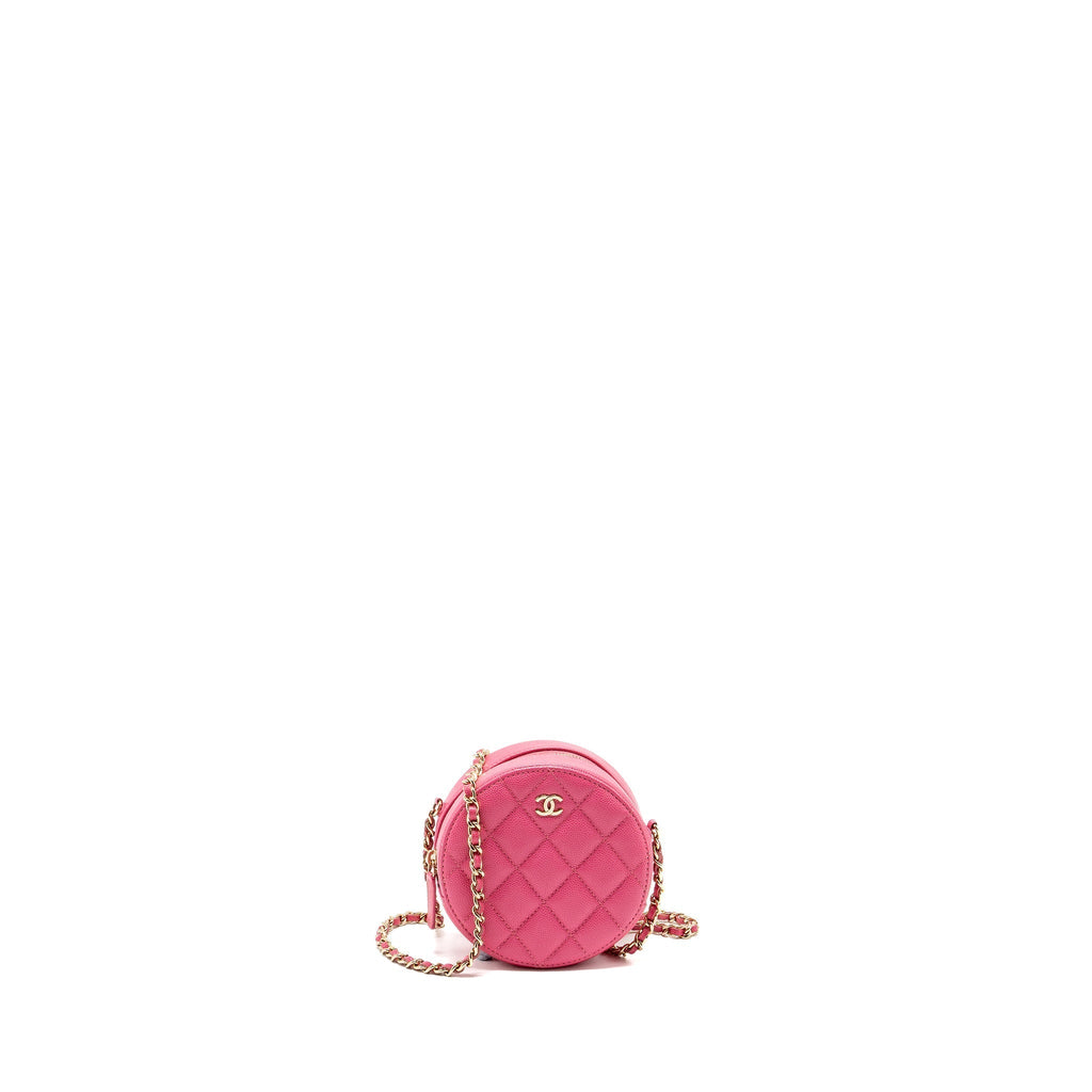 CHANEL ROUND VANITY WITH CHAIN CAVIAR PINK LGHW