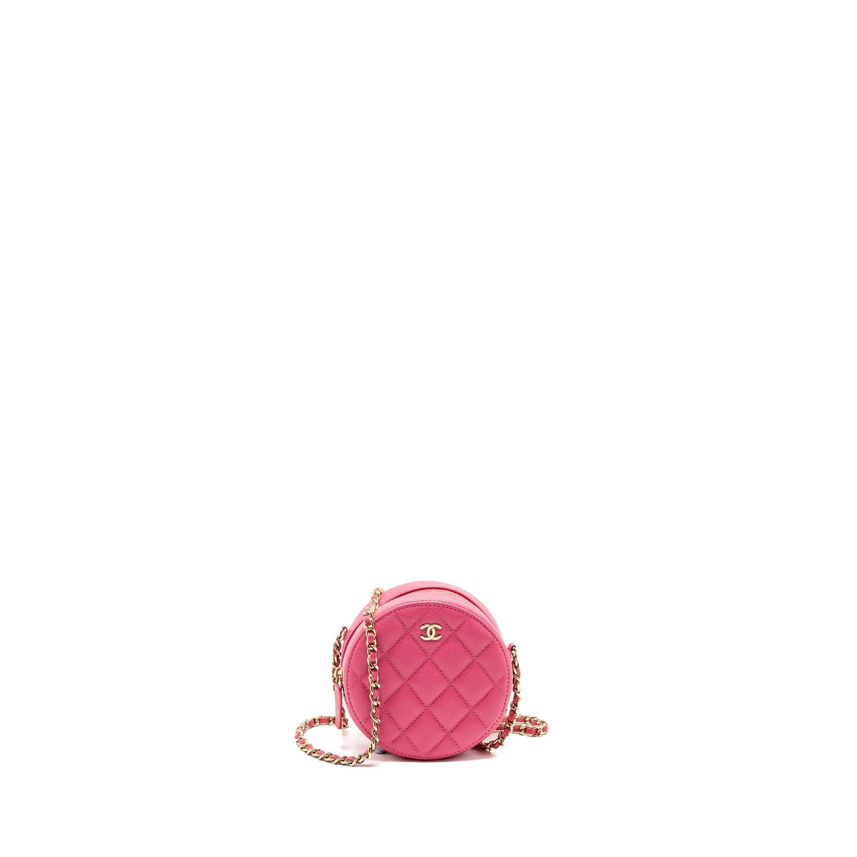 CHANEL ROUND VANITY WITH CHAIN CAVIAR PINK LGHW