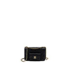 CHANEL WALLET ON CHAIN WITH POCKET BLACK CAVIAR GHW (MICROCHIP)