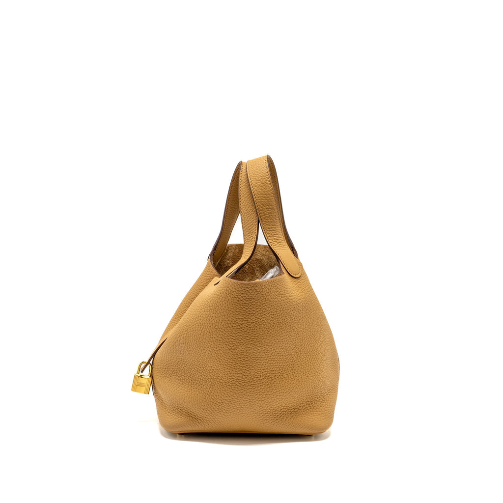 Hermes picotin 18 lock bag Clemence biscuit GHW