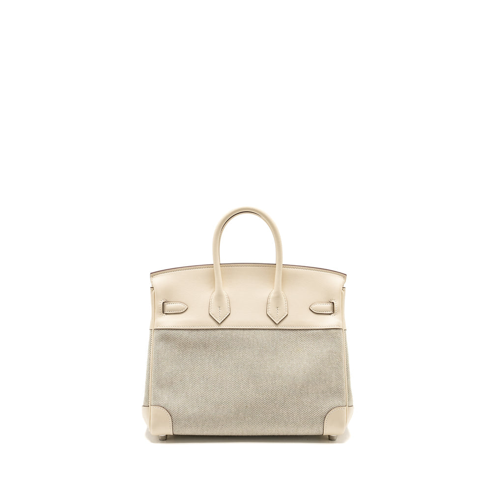 Hermes Birkin 25 Toile H/Swift Ecru-Amande/Nata SHW