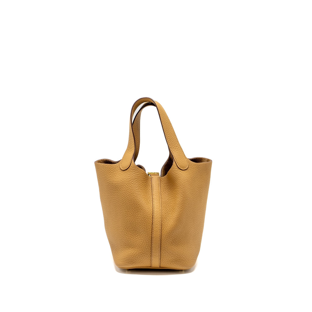 Hermes picotin 18 lock bag Clemence biscuit GHW