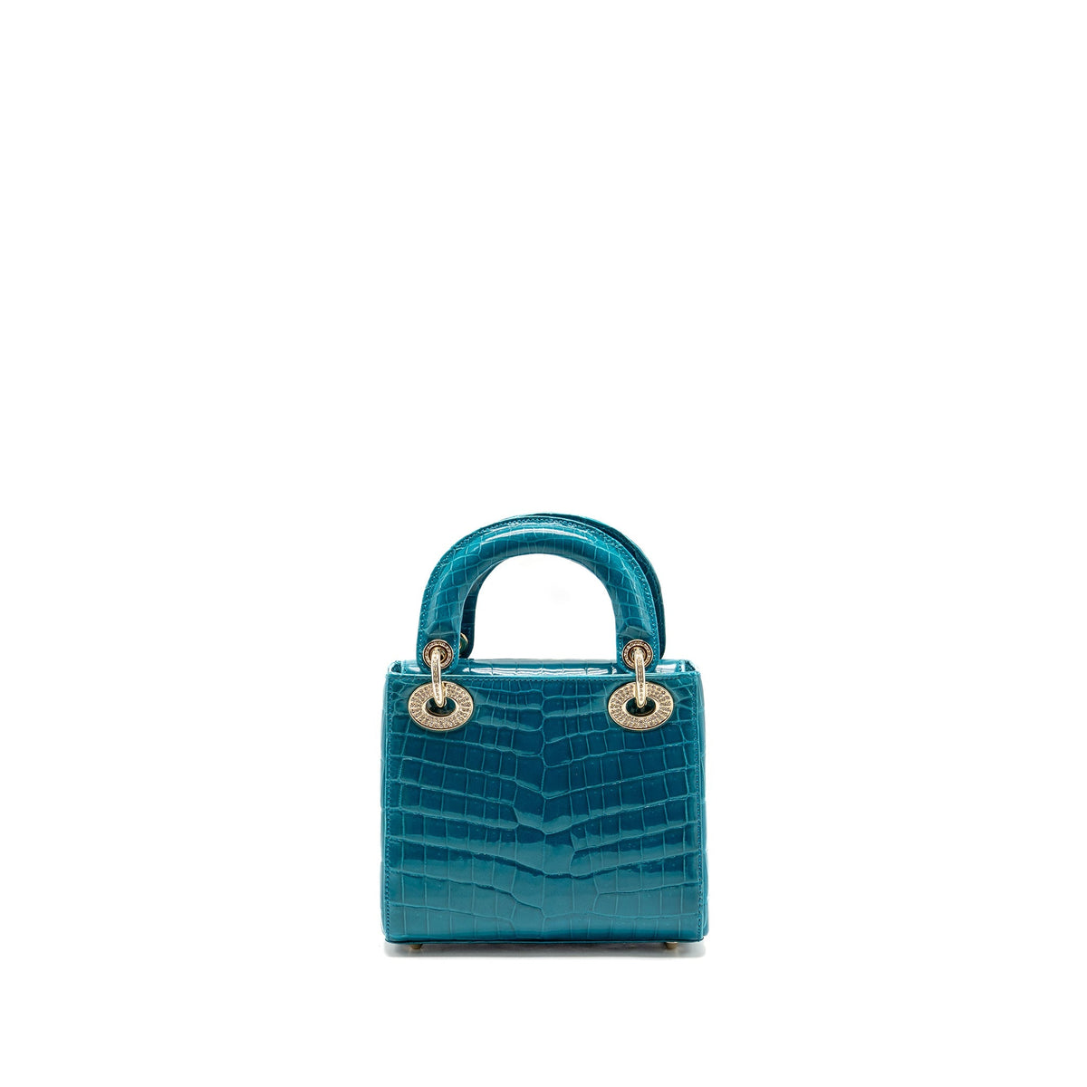 Dior mini lady dior shiny crocodile niloticus blue with crystal LGHW