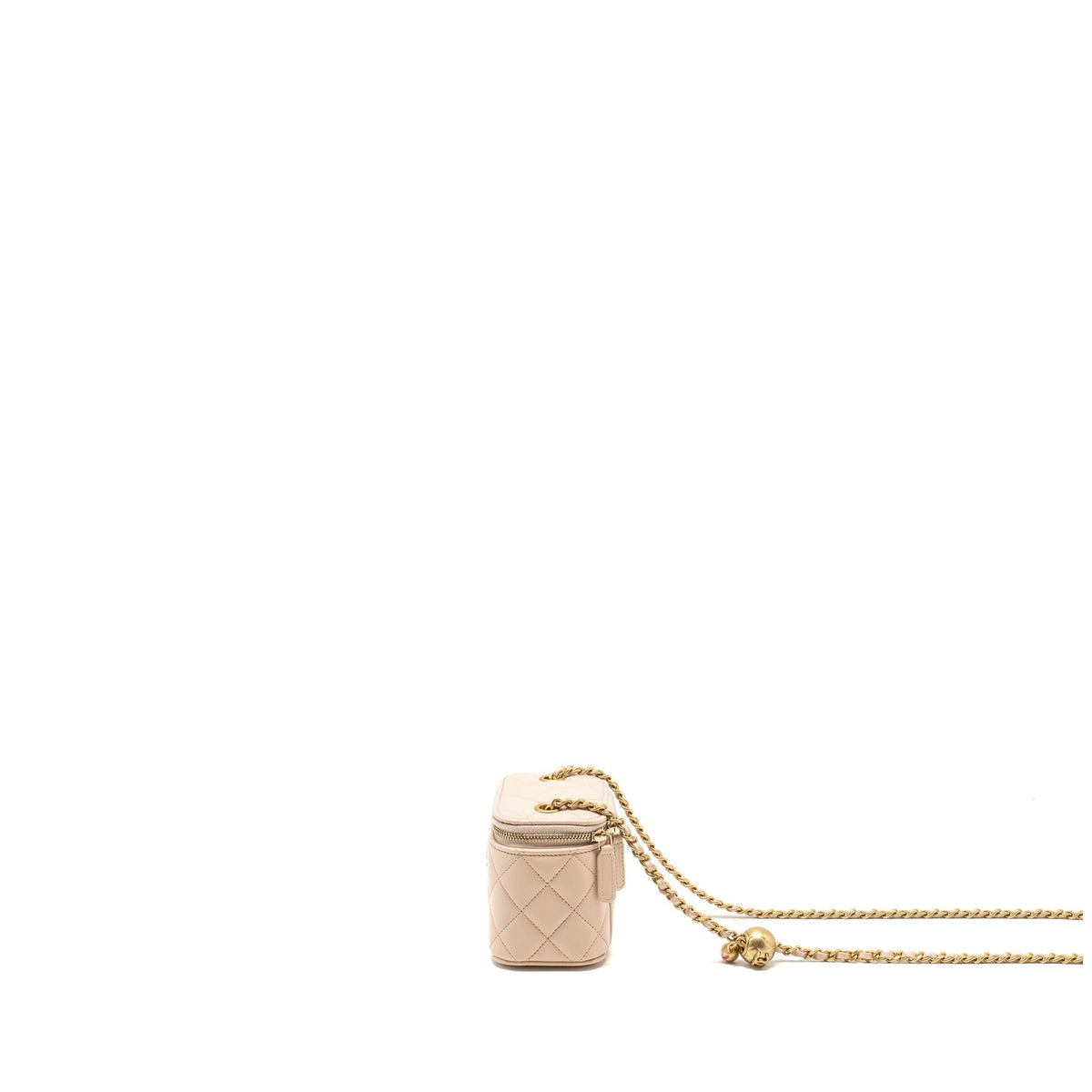 CHANEL PEARL CRUSH MINI VANITY WITH CHAIN LAMBSKIN LIGHT BEIGE GHW