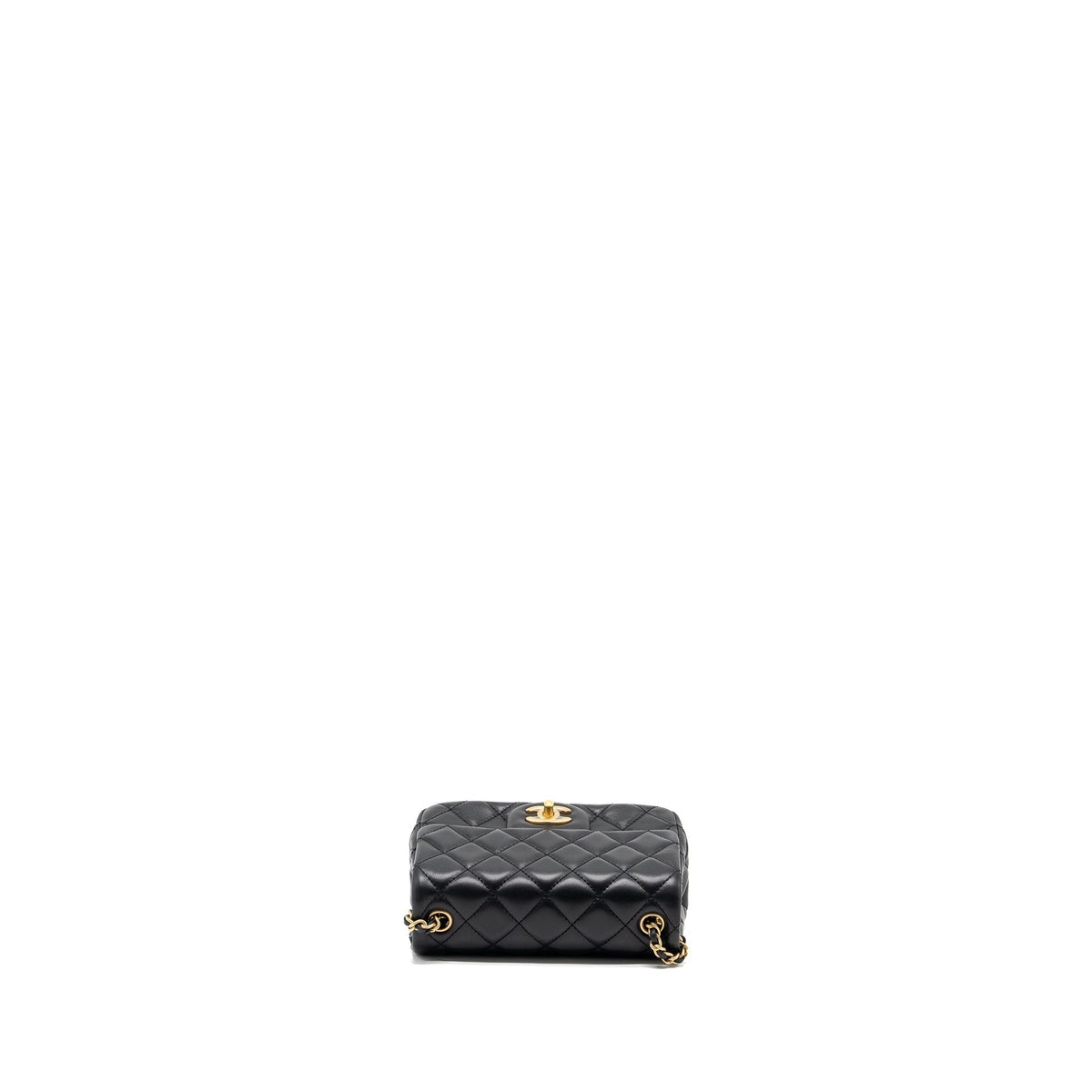 CHANEL PEARL CRUSH MINI SQUARE FLAP BAG LAMBSKIN BLACK GHW (MICROCHIP)