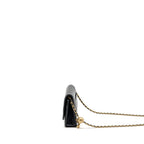 CHANEL PEARL CRUSH WALLET ON CHAIN LAMBSKIN BLACK GHW (MICROCHIP)