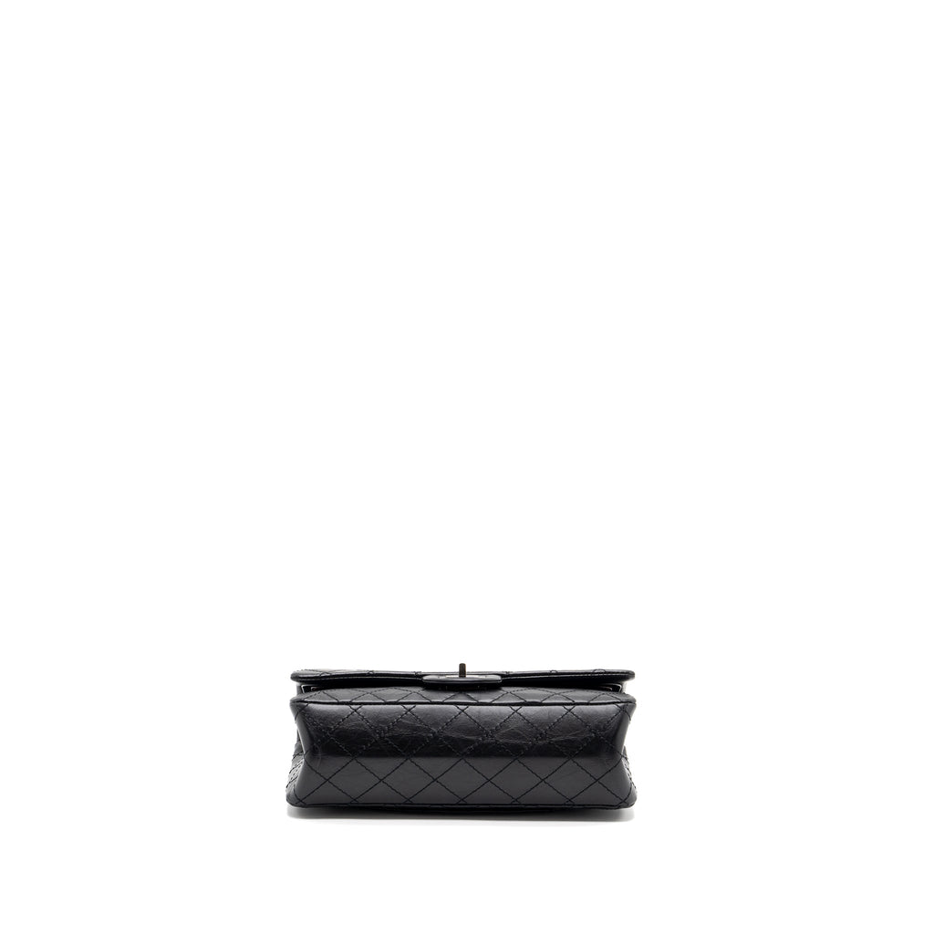 CHANEL SMALL 2.55 REISSUE FLAP BAG AGED CALFSKIN BLACK RUTHENIUM HARDWARE(MICROCHIP)