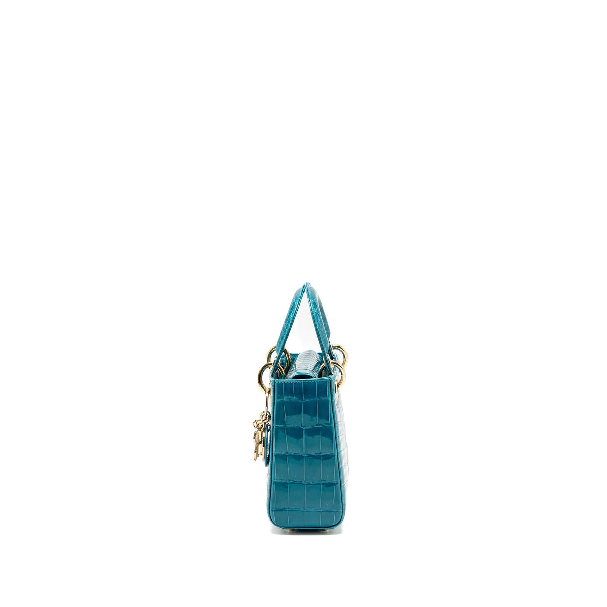 Dior mini lady dior shiny crocodile niloticus blue with crystal LGHW