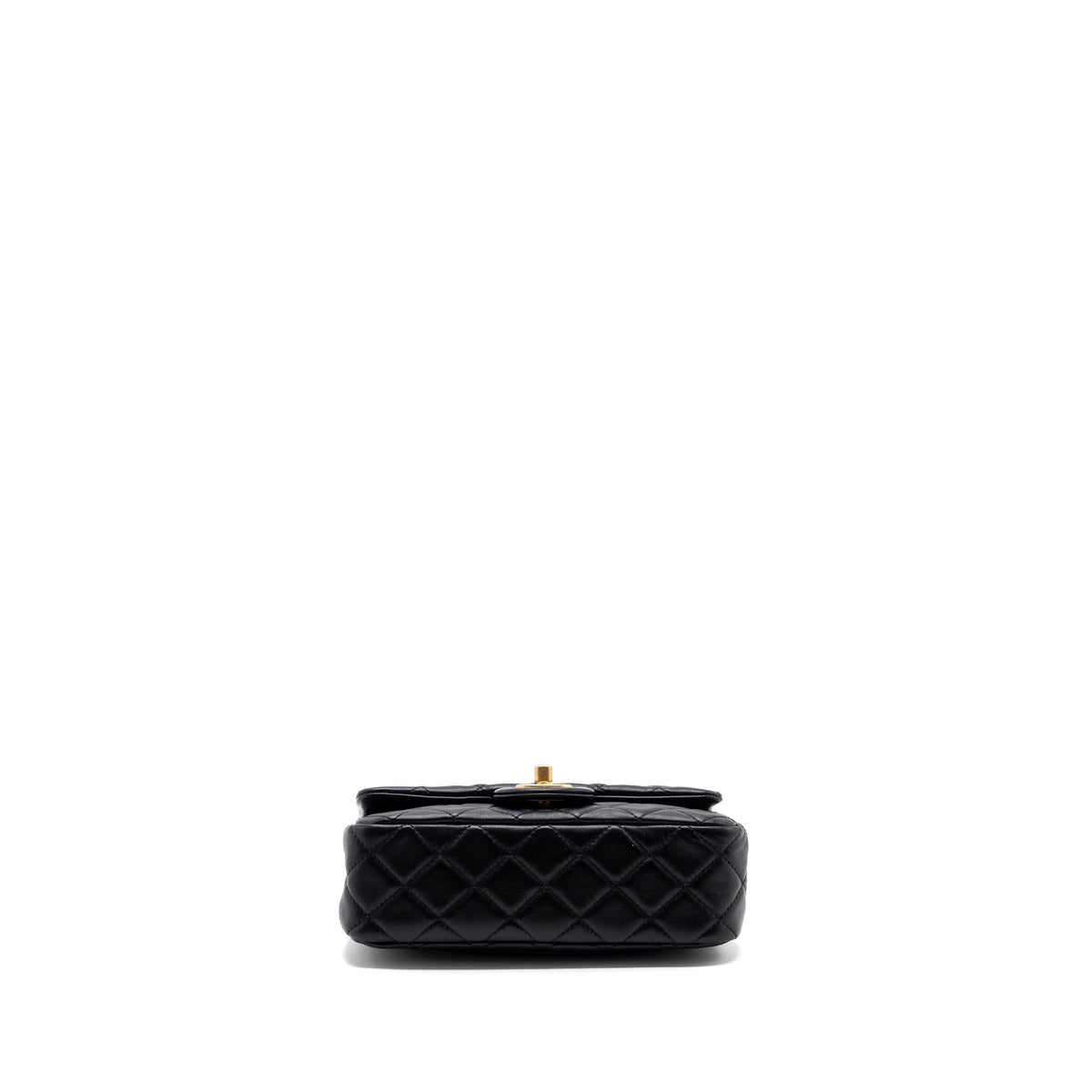 CHANEL PEARL CRUSH MINI RECTANGULAR LAMBSKIN BLACK BRUSHED GHW (MICROCHIP)