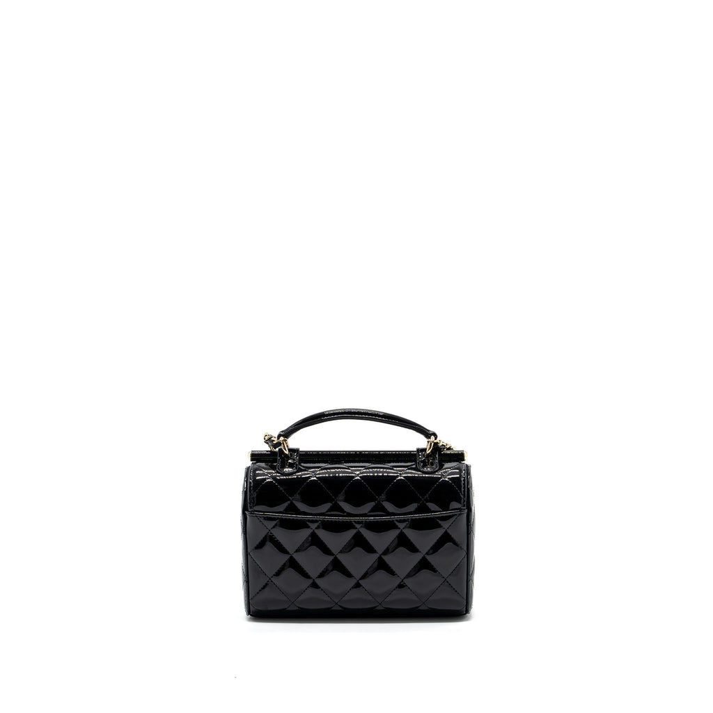 CHANEL SMALL TRENDY CC DUAL FLAP BAG PATENT BLACK LGHW (MICROCHIP)