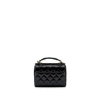 CHANEL SMALL TRENDY CC DUAL FLAP BAG PATENT BLACK LGHW (MICROCHIP)