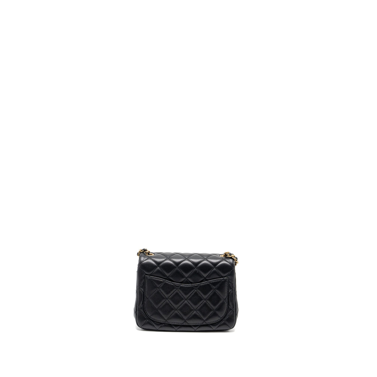 CHANEL PEARL CRUSH MINI SQUARE FLAP BAG LAMBSKIN BLACK GHW (MICROCHIP)