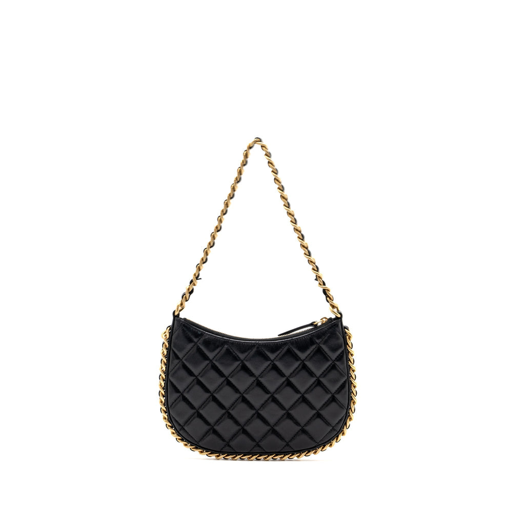 CHANEL HOBO SHOULDER BAG LAMBSKIN BLACK GHW(MICROCHIP)