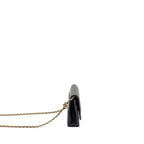 CHANEL PEARL CRUSH WALLET ON CHAIN LAMBSKIN BLACK GHW (MICROCHIP)