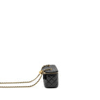 CHANEL PEARL CRUSH LONG VANITY CASE LAMBSKIN BLACK GHW (MICROCHIP)