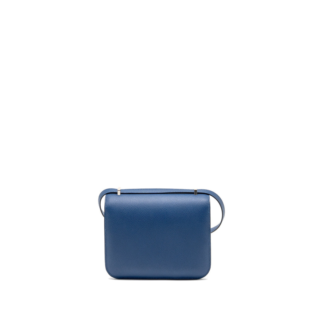 Hermes Mini Constance Epsom P5 Bleu Tie SHW