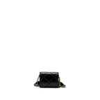 CHANEL 19 FLAP CARD HOLDER WITH CHAIN LAMBSKIN BLACK MULTICOLOR HARDWARE