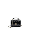 CHANEL SMALL TRENDY CC DUAL FLAP BAG PATENT BLACK LGHW (MICROCHIP)