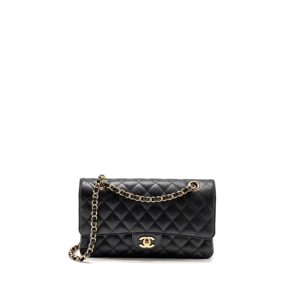 CHANEL MEDIUM CLASSIC DOUBLE FLAP BAG CAVIAR BLACK GHW