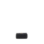 CHANEL PEARL CRUSH MINI SQUARE FLAP BAG LAMBSKIN BLACK GHW (MICROCHIP)