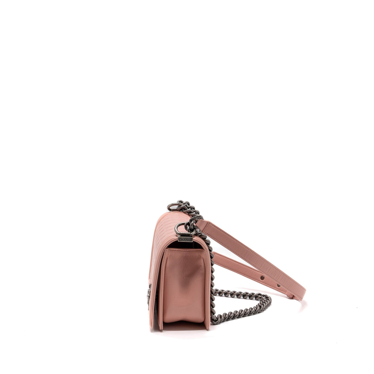 CHANEL MEDIUM BOY BAG LAMBSKIN LIGHT PINK RUTHENIUM HARDWARE