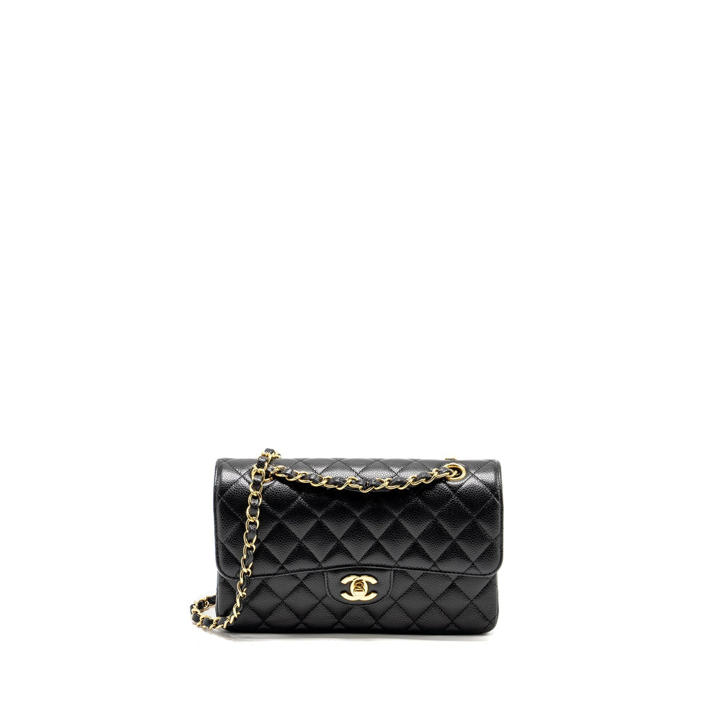 CHANEL SMALL CLASSIC DOUBLE FLAP BAG CAVIAR BLACK GHW (MICROCHIP)