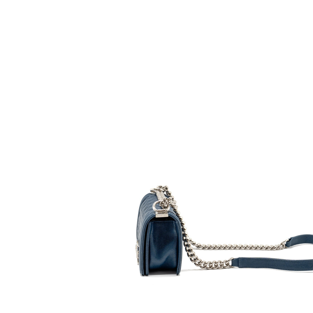 CHANEL SMALL BOY BAG CAVIAR NAVY SHW