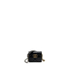 CHANEL 19 FLAP CARD HOLDER WITH CHAIN LAMBSKIN BLACK MULTICOLOR HARDWARE
