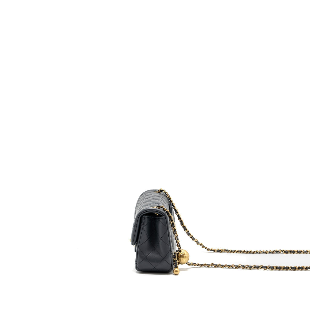 CHANEL PEARL CRUSH MINI RECTANGULAR FLAP BAG LAMBSKIN DARK GREY GHW (MICROCHIP)