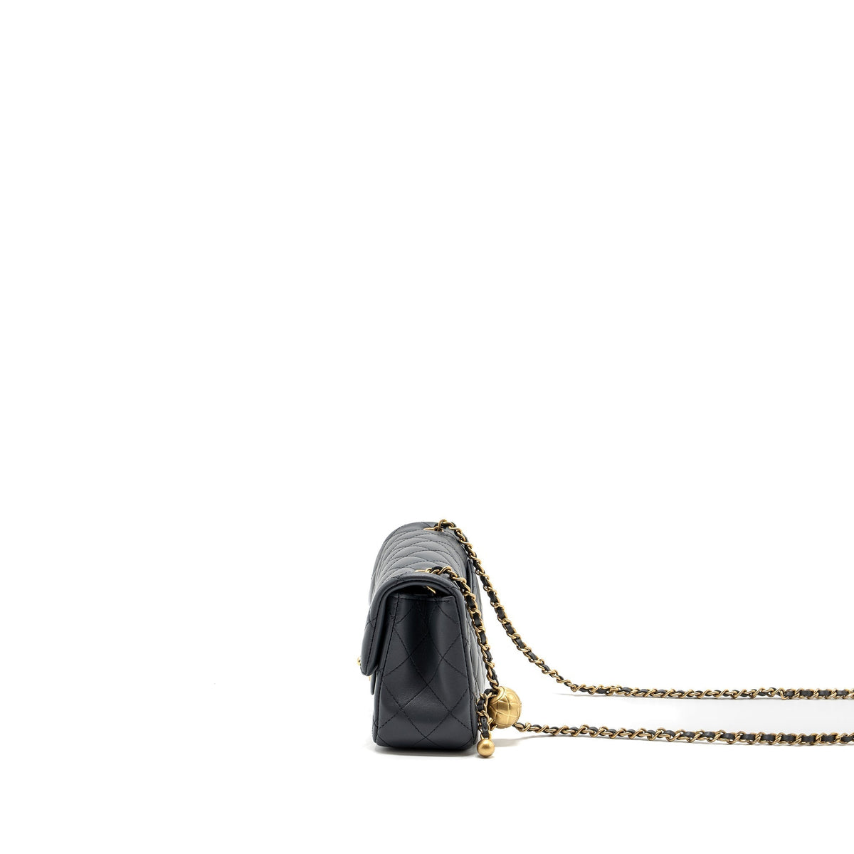 CHANEL PEARL CRUSH MINI RECTANGULAR FLAP BAG LAMBSKIN DARK GREY GHW (MICROCHIP)