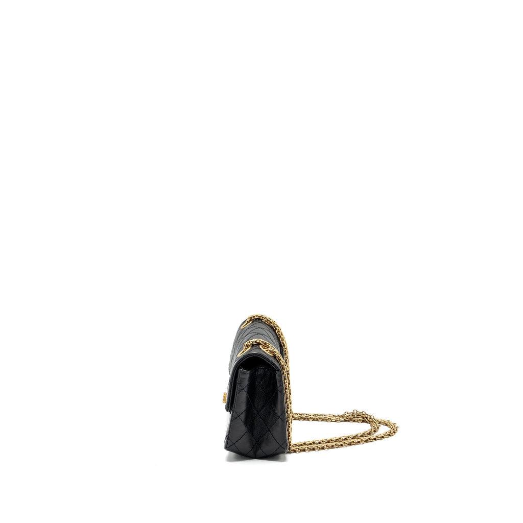 CHANEL MINI 2.55 REISSUE FLAP BAG AGED CALFSKIN BLACK GHW