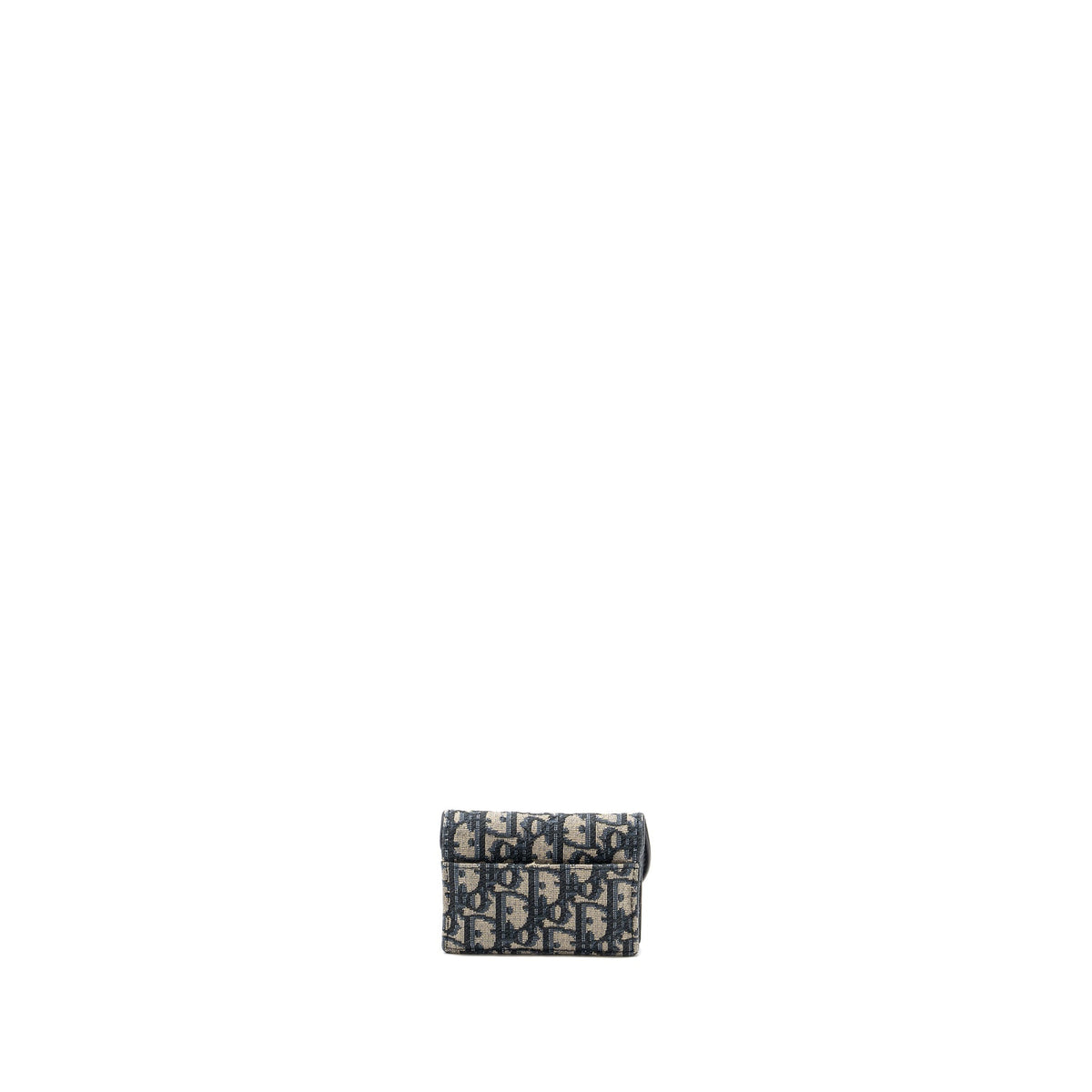 DIOR SADDLE FLAP CARD HOLDER OBLIQUE CANVAS BLUE GHW