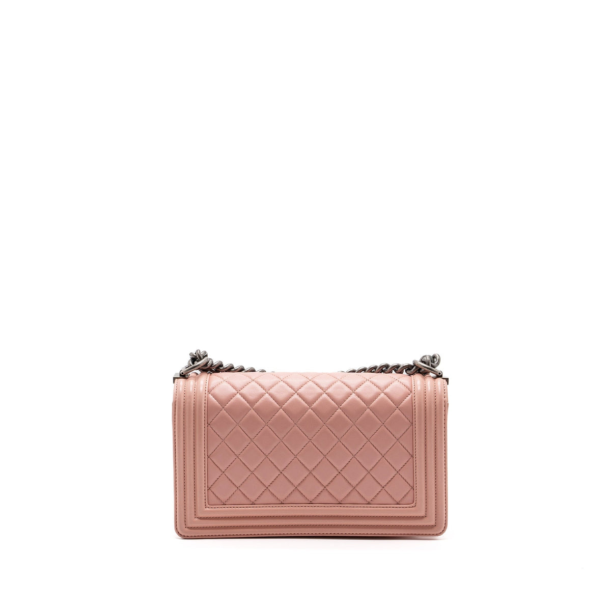 CHANEL MEDIUM BOY BAG LAMBSKIN LIGHT PINK RUTHENIUM HARDWARE