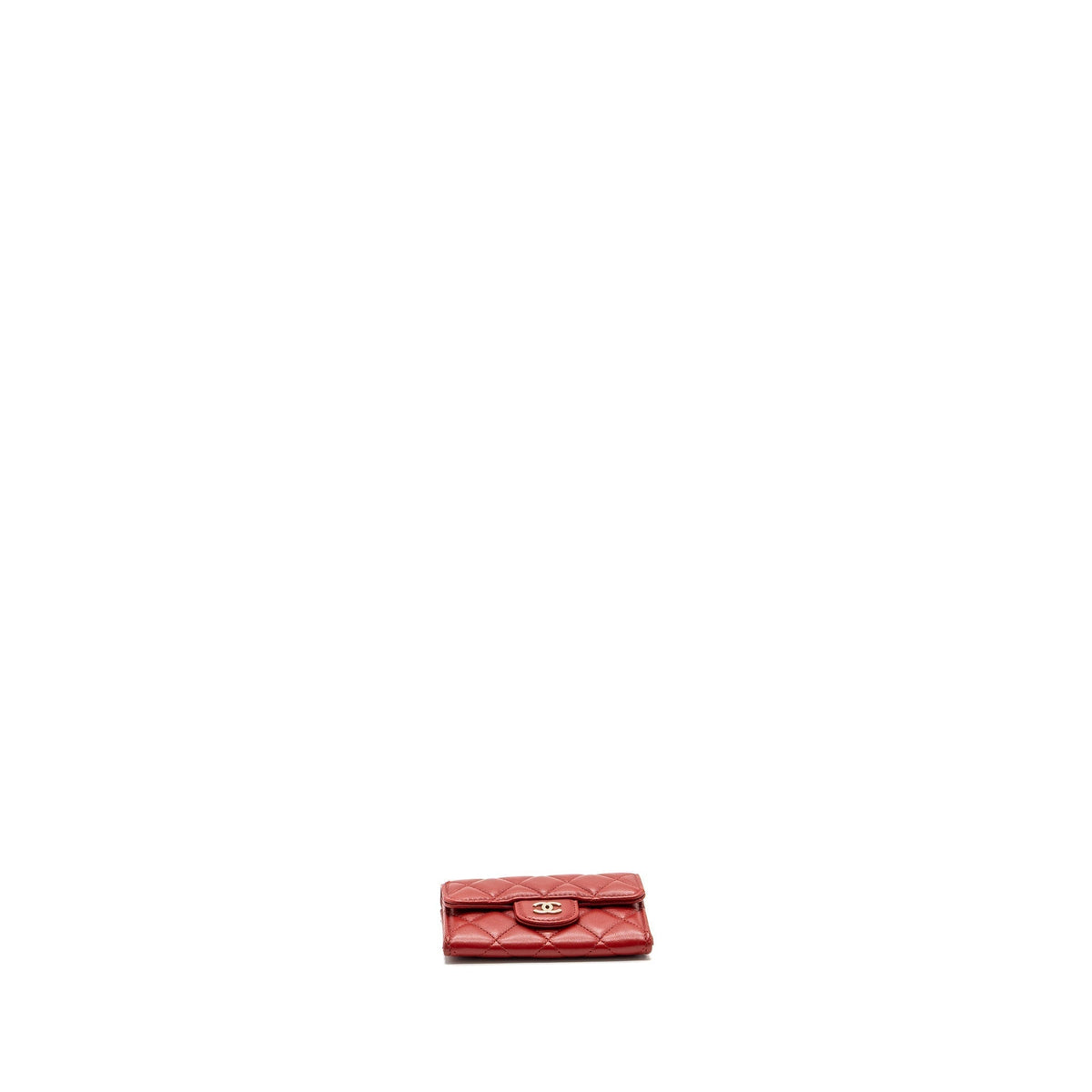 CHANEL FLAP CARD HOLDER LAMBSKIN RED SHW