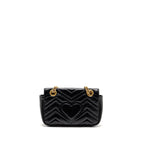 GUCCI MINI GG MARMONT FLAP BAG CALFSKIN BLACK GHW