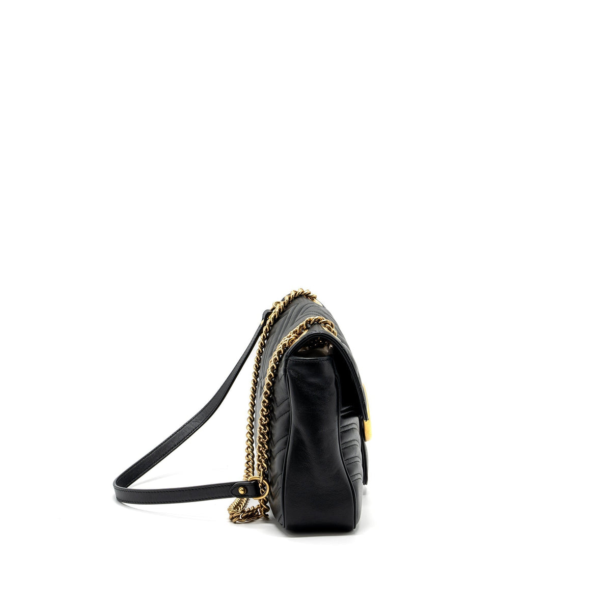 GUCCI MEDIUM GG MARMONT BAG CALFSKIN BLACK GHW