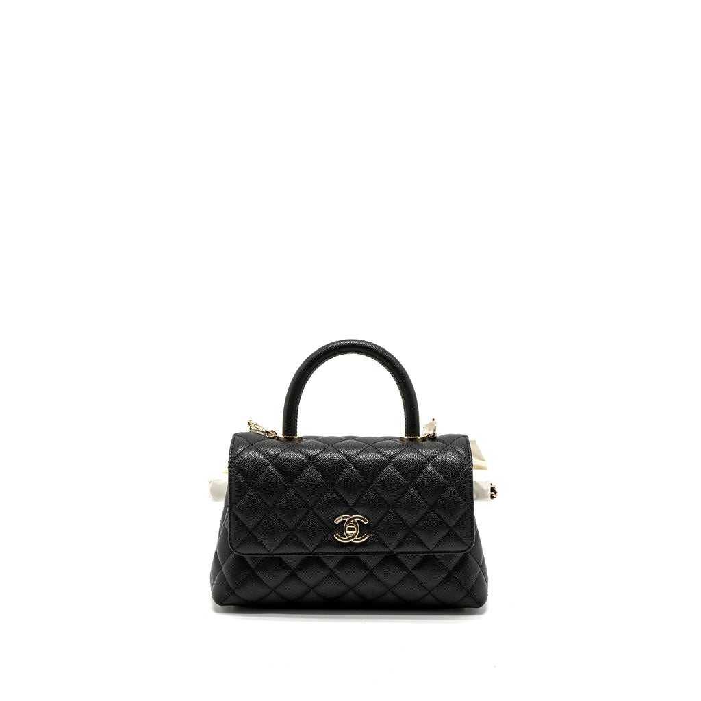 CHANEL SMALL COCO HANDLE CAVIAR BLACK LGHW (MICROCHIP)